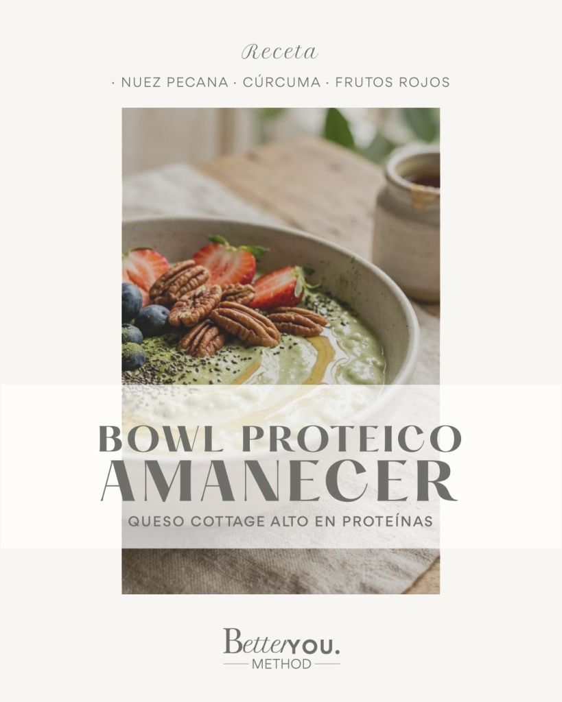 Bowl cottage proteico saludable alto en proteína