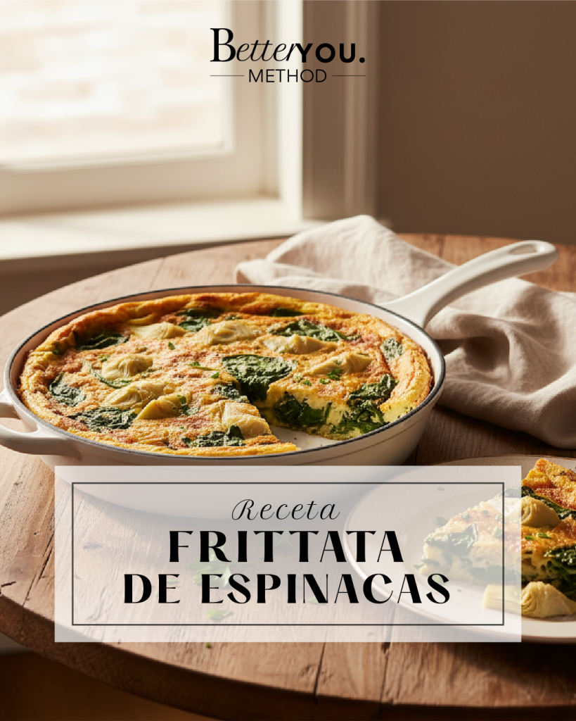 Frittata de espinacas saludable alta en proteína