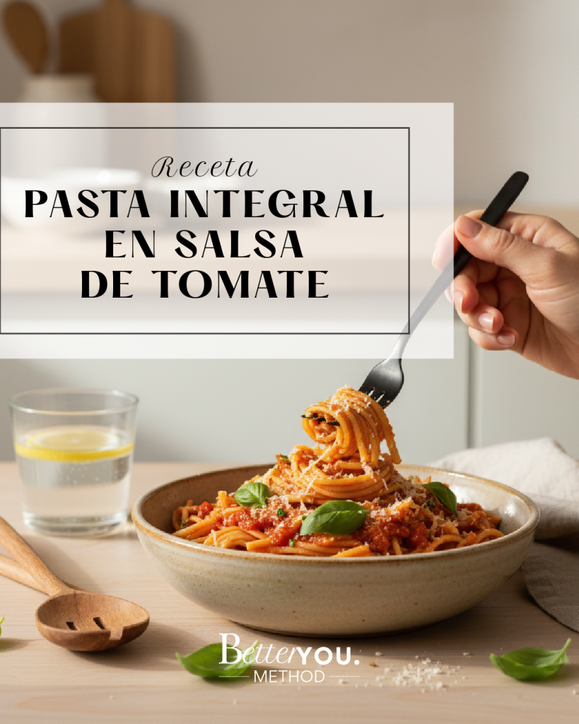 Pasta integral con salsa de tomate casera saludable