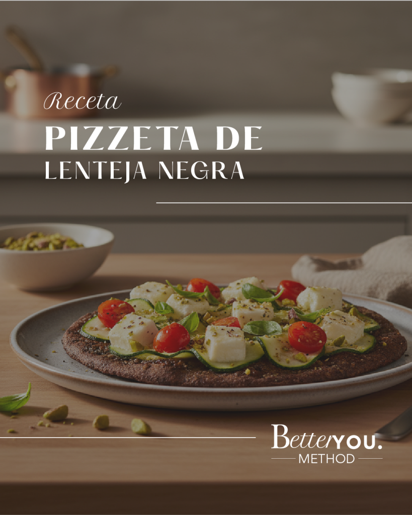 Pizzeta de lenteja negra saludable y vegetal