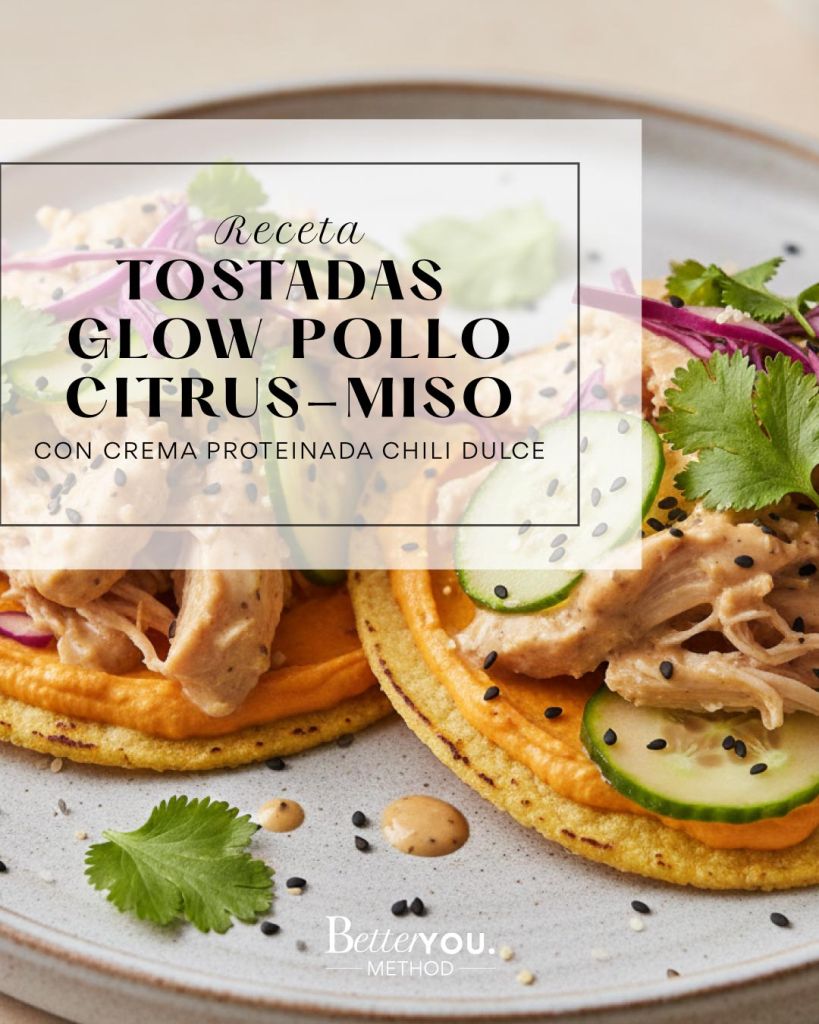 Tostadas glow pollo citrus miso saludables