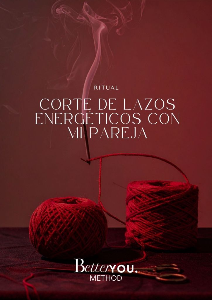 Hilos rojos y tijeras en ritual de corte de lazos energéticos